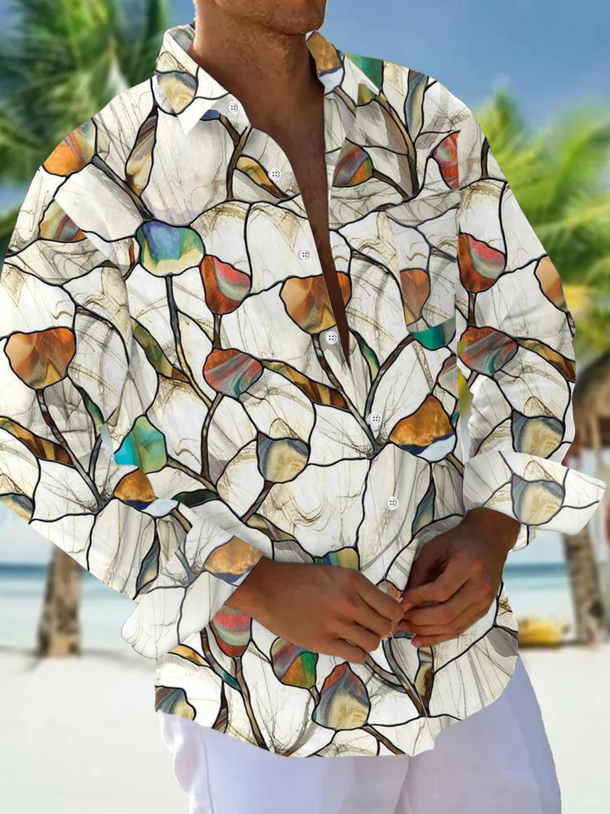 men's colorful floral shirt front view