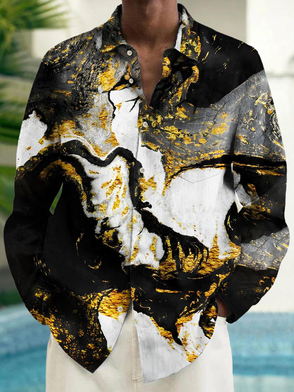 Men's abstract print long sleeve shirt front view