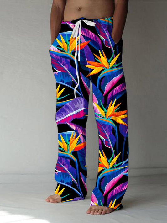 men's Hawaiian casual pants front view tropical beach vacation