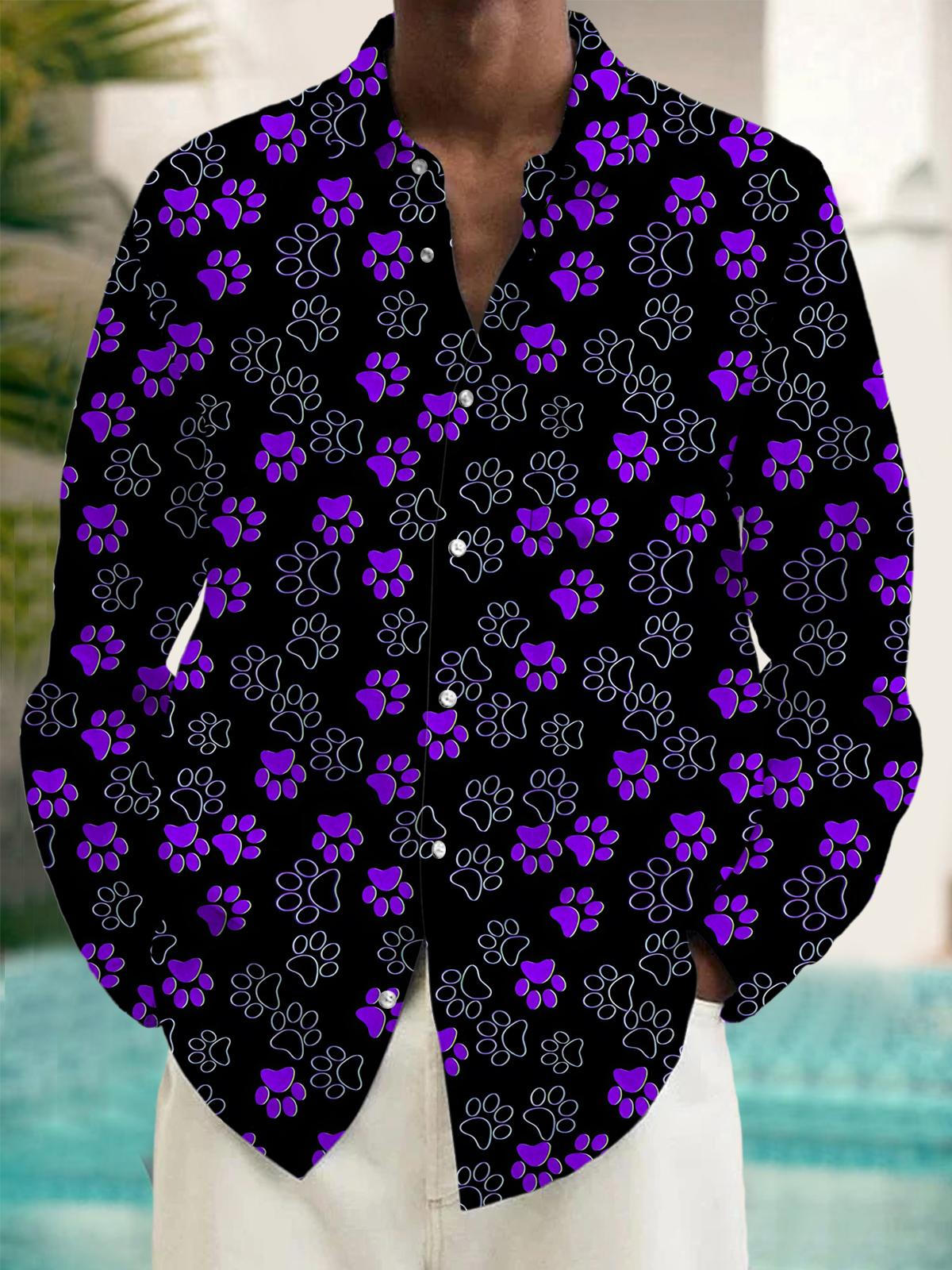 men's dog print shirt front view