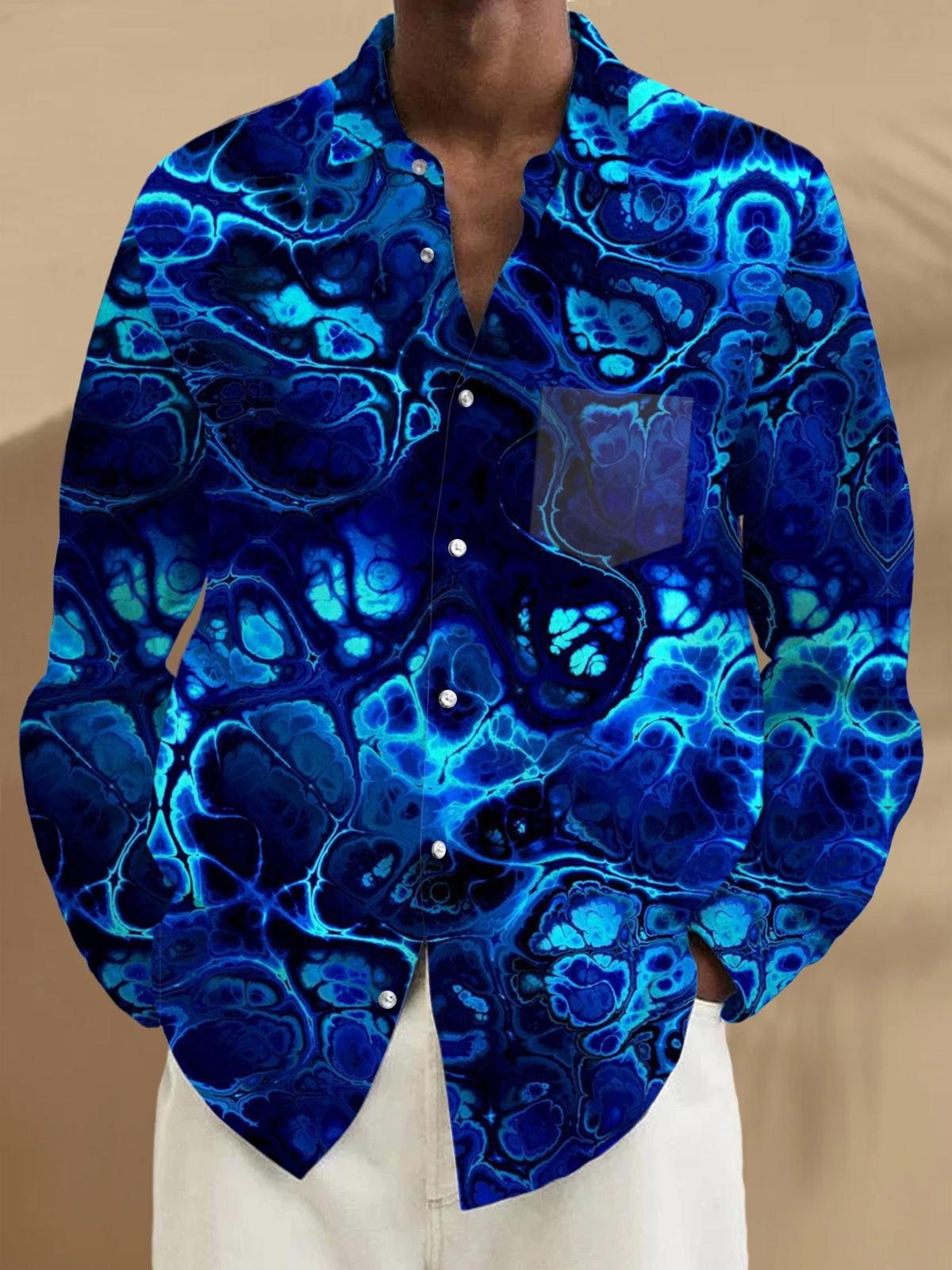 Men's abstract print long sleeve shirt front view