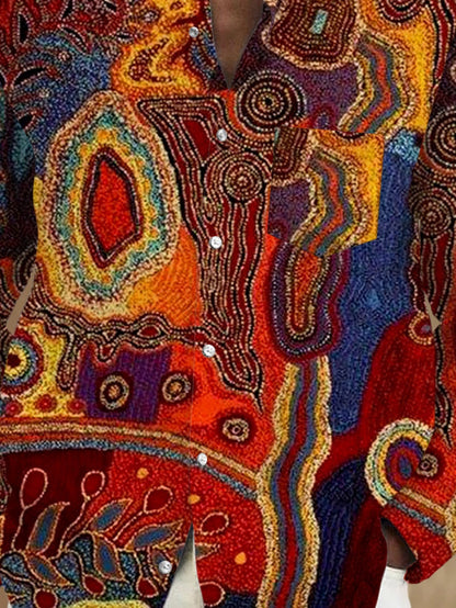 Men's abstract print long sleeve shirt back view