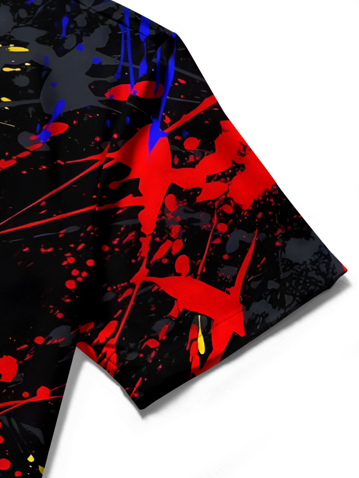 Adaychic Men's Black Graphic Abstract Paint Splatter Print Short Sleeve Button Down Shirt with Chest Pocket