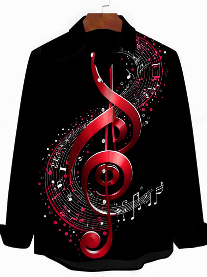 men's music print shirt front view