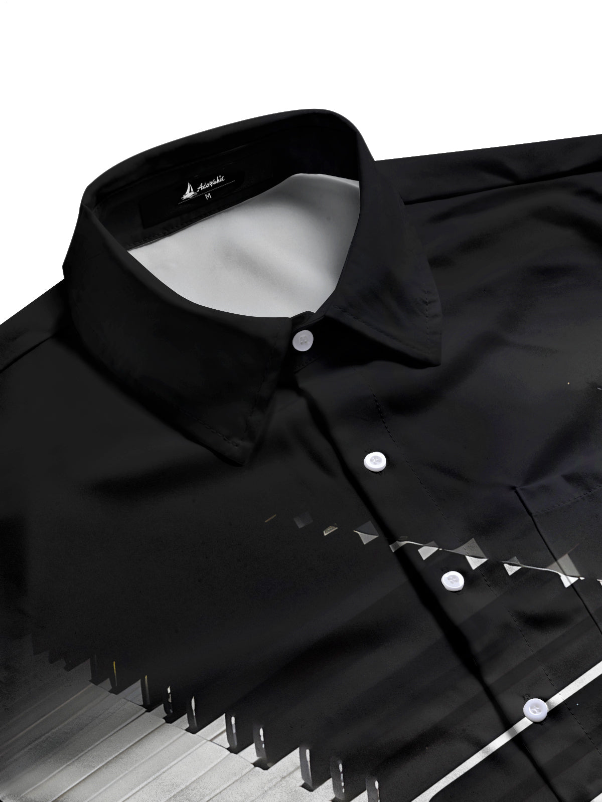 Adaychic Men's Graphic 3D Piano Keys Print Short Sleeve Button Down Shirt with Chest Pocket