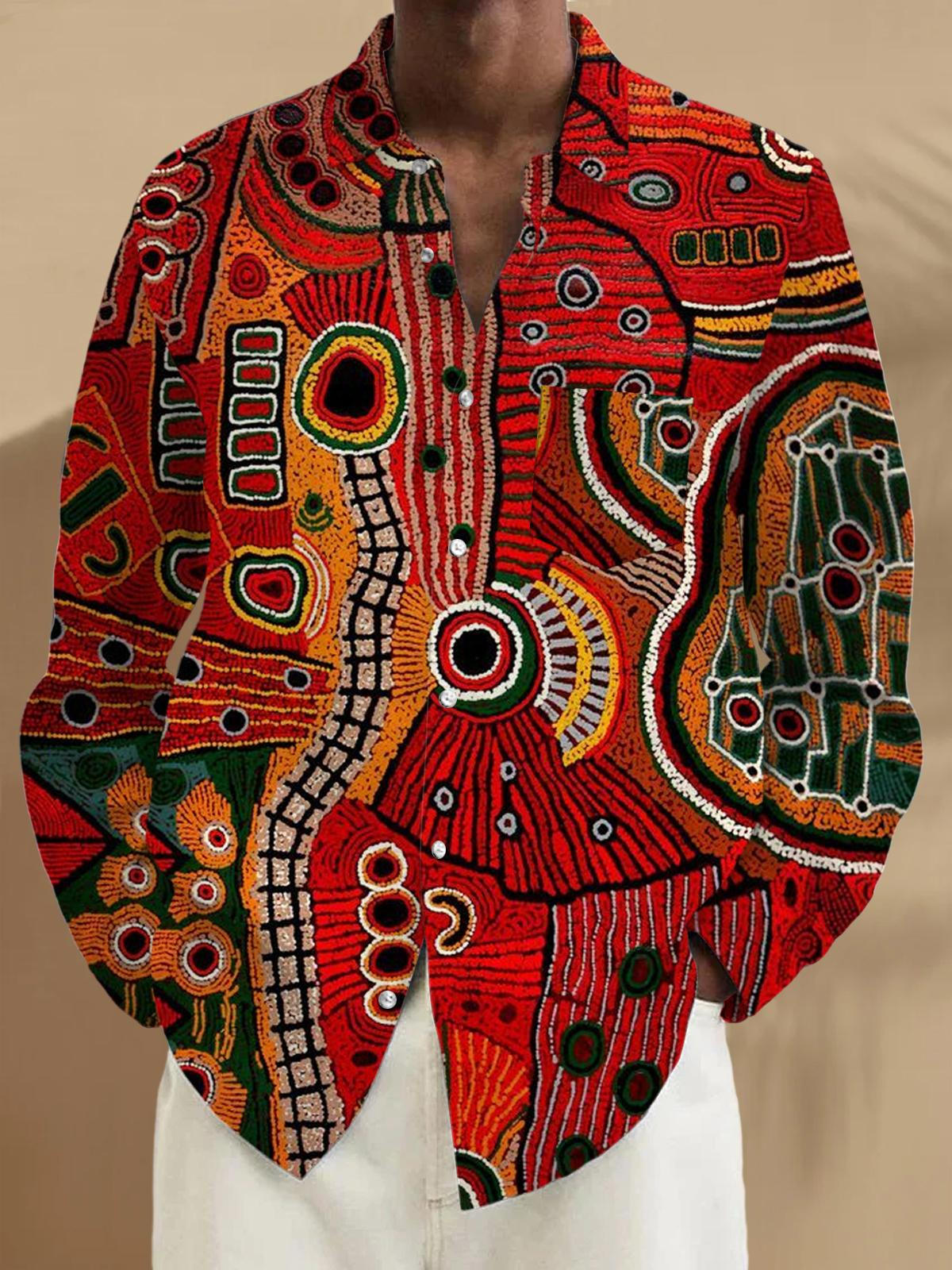 men's abstract print shirt front view