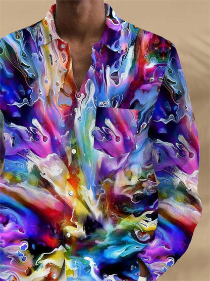Men's abstract print long sleeve shirt back view