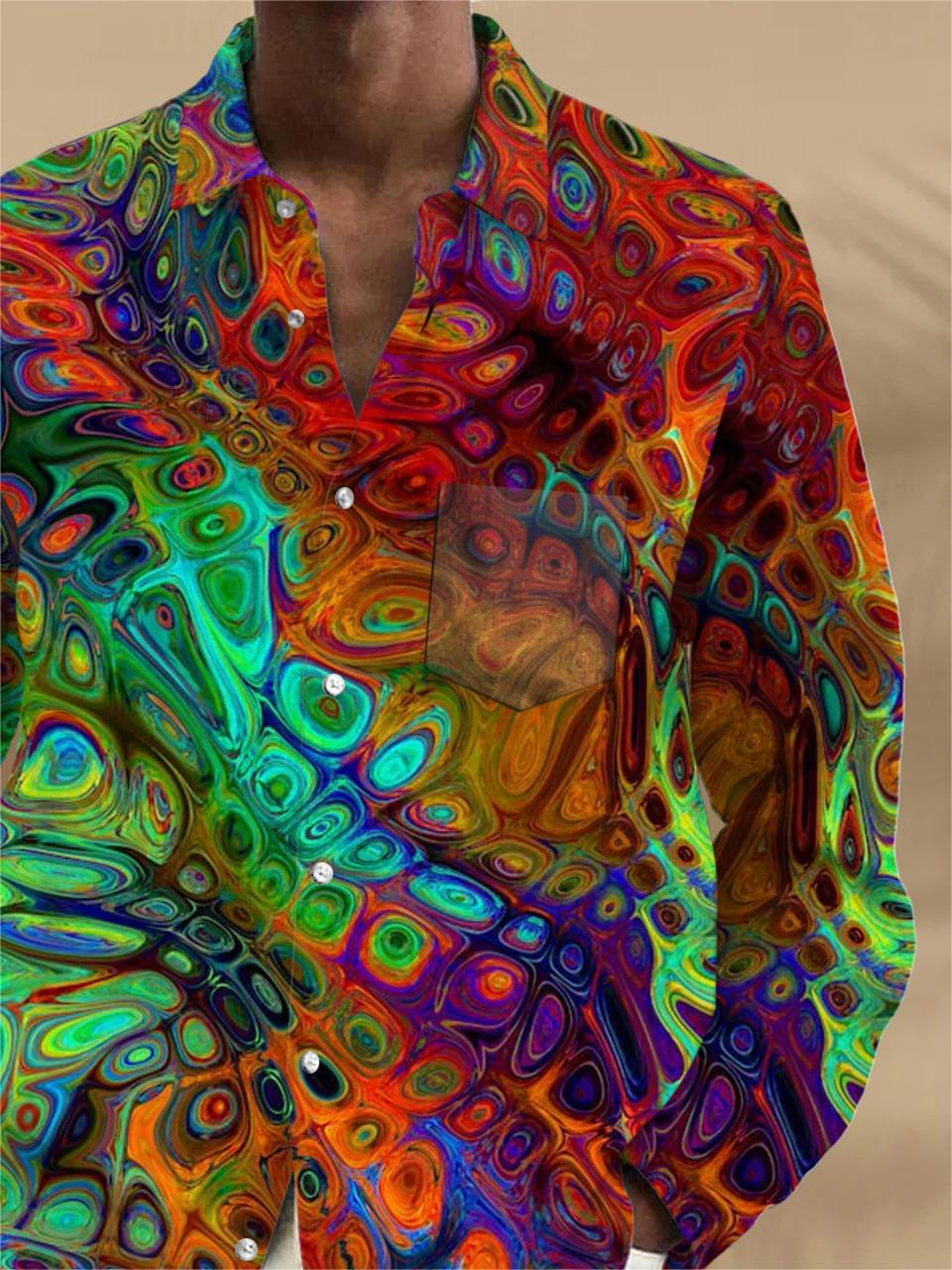 men's geometric print shirt back view