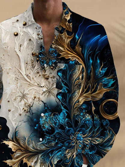 Men's long sleeve floral print shirt back view