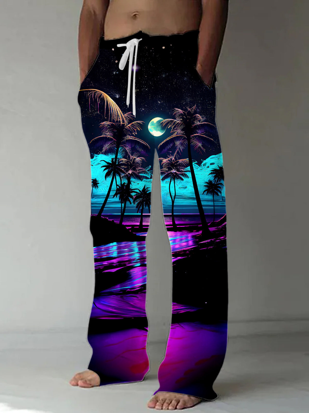 men's Hawaiian casual pants front view beach vacation