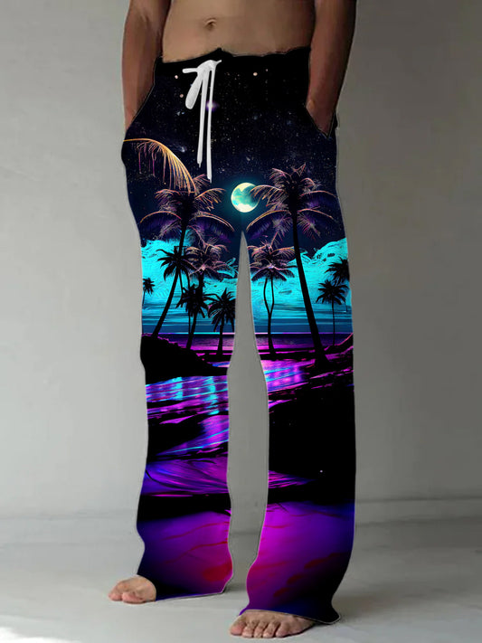 men's Hawaiian casual pants front view beach vacation