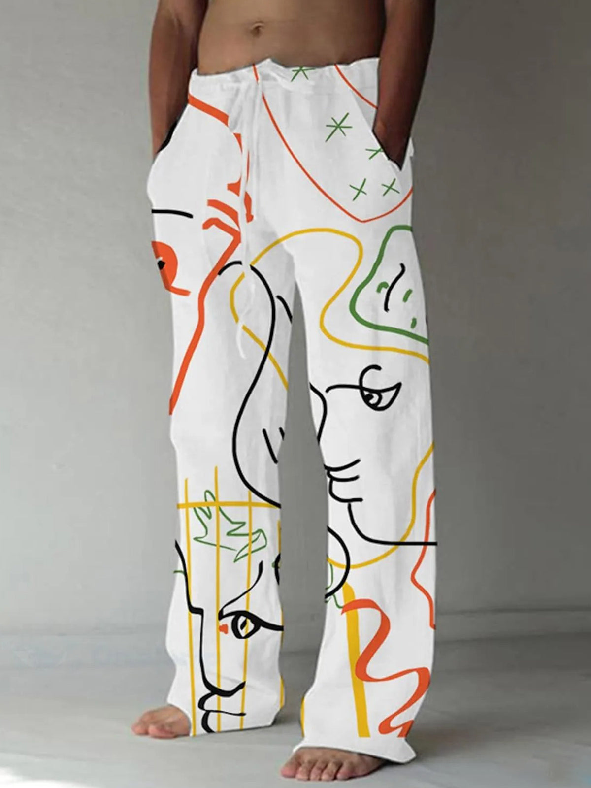 men's casual pants front view beach vacation