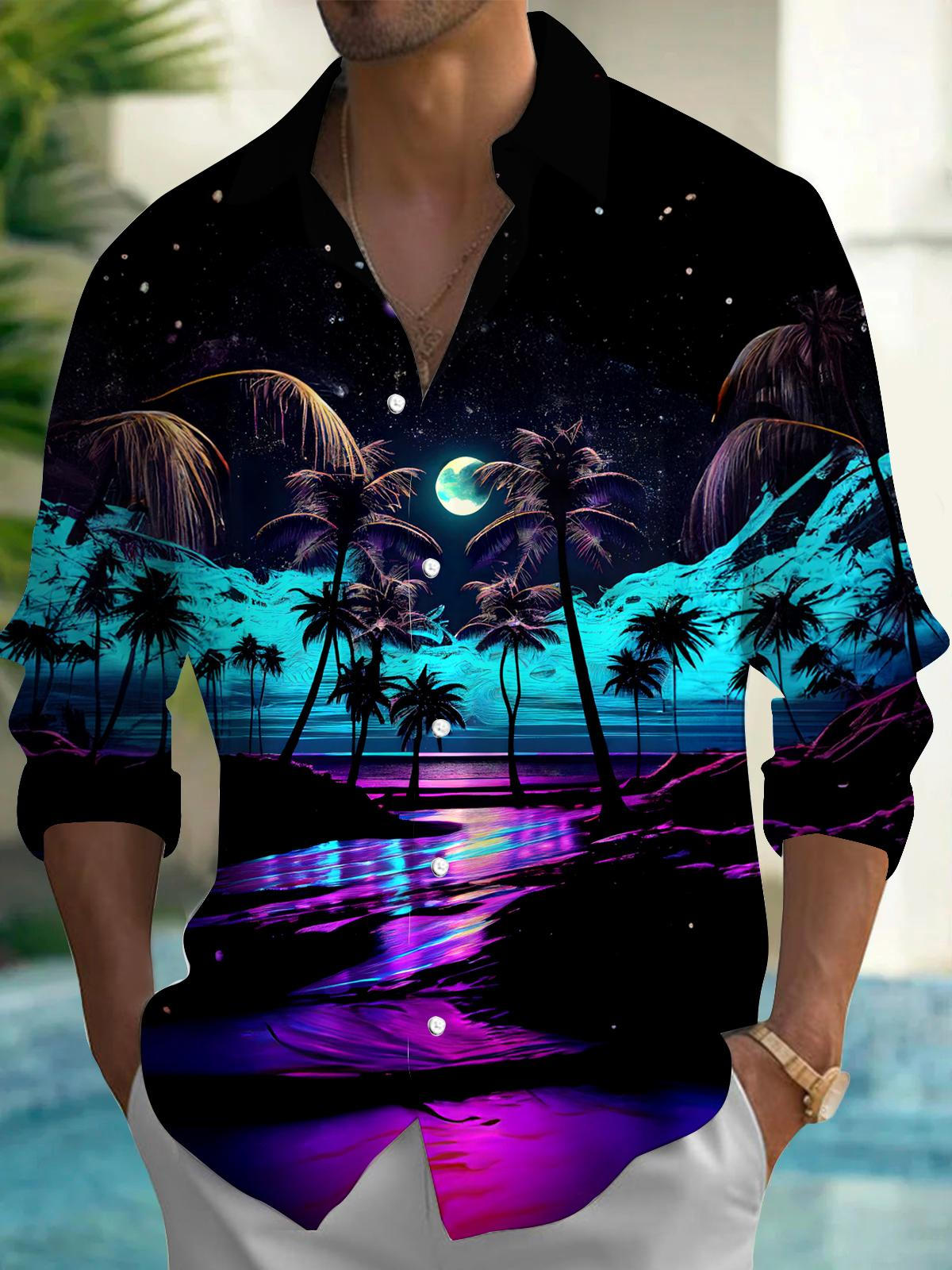 men's Hawaiian shirt front view tropical beach vacation