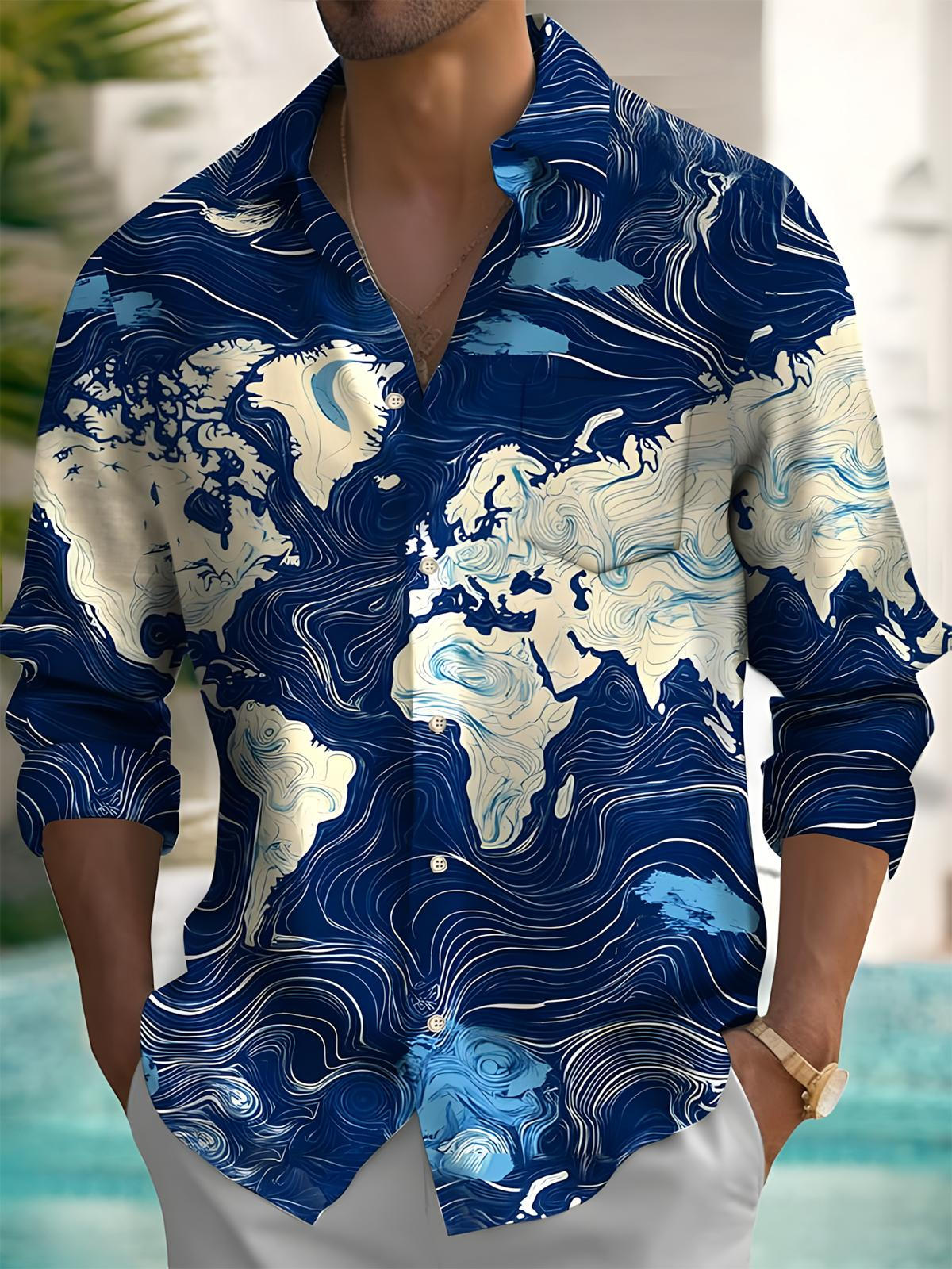 men's abstract print shirt front view