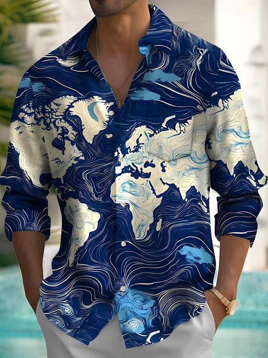 men's abstract print shirt front view