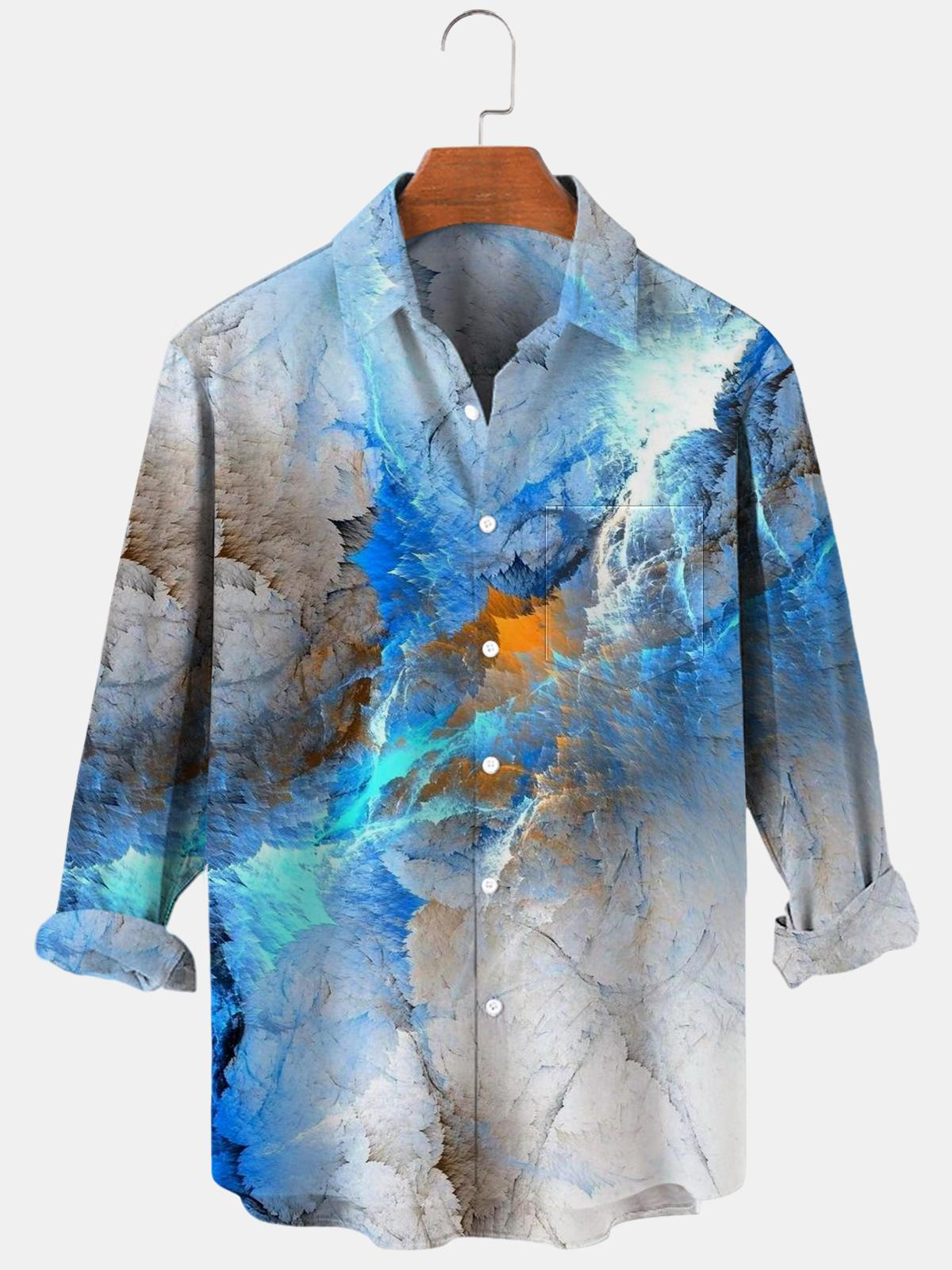 Men's Abstract Print Long Sleeve Shirt Front View