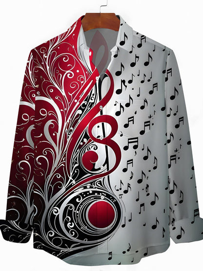 men's music print shirt front view