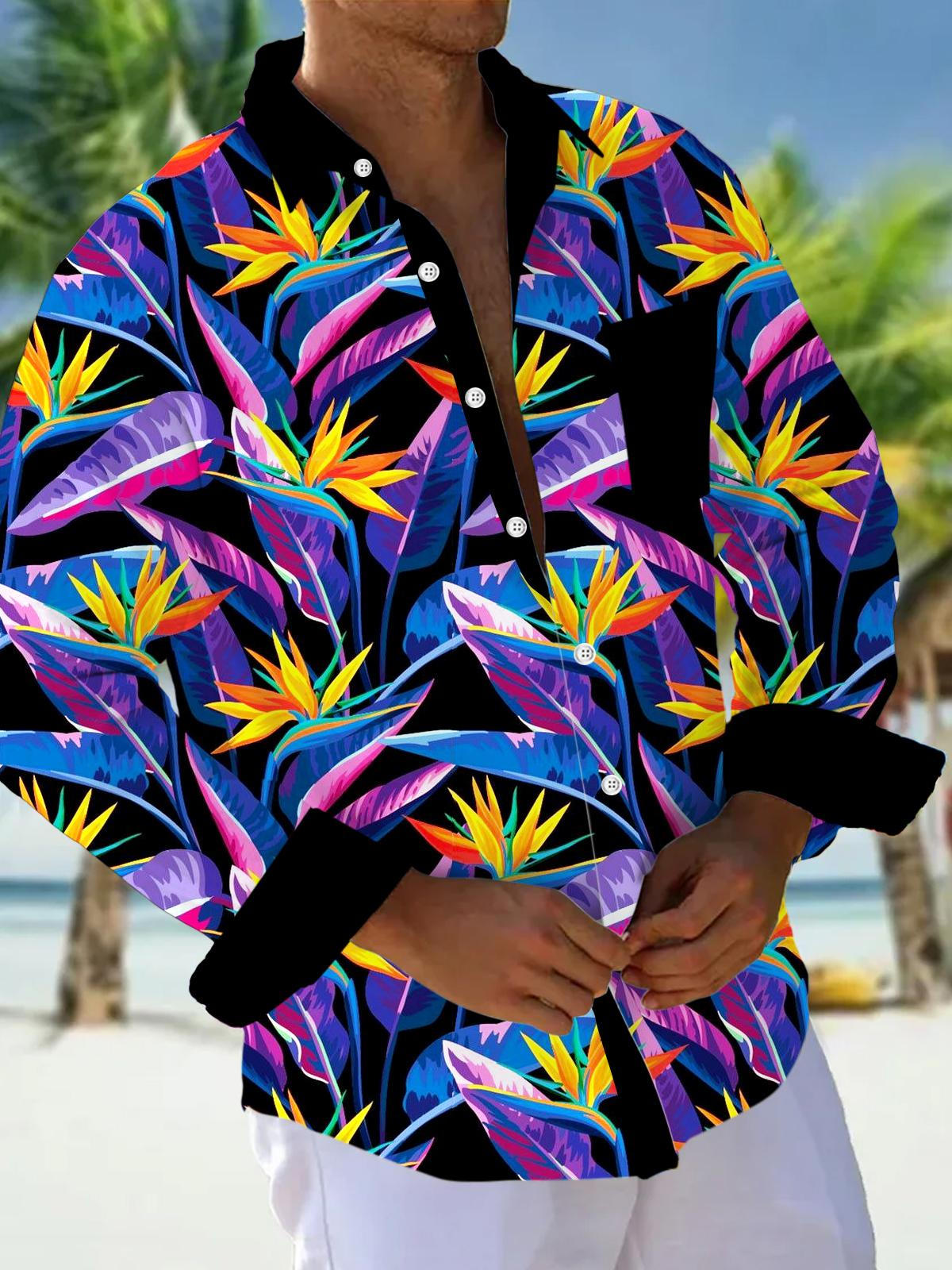 men's Hawaiian shirt front view tropical beach vacation