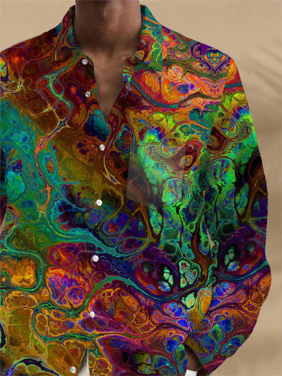 men's geometric print shirt back view