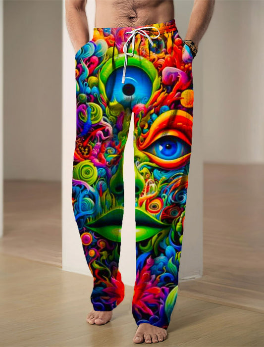 Men's casual abstract print pants front view