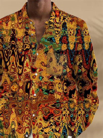 Men's abstract print long sleeve shirt back view
