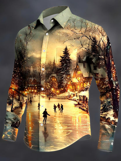 men's Christmas shirt front view holiday party