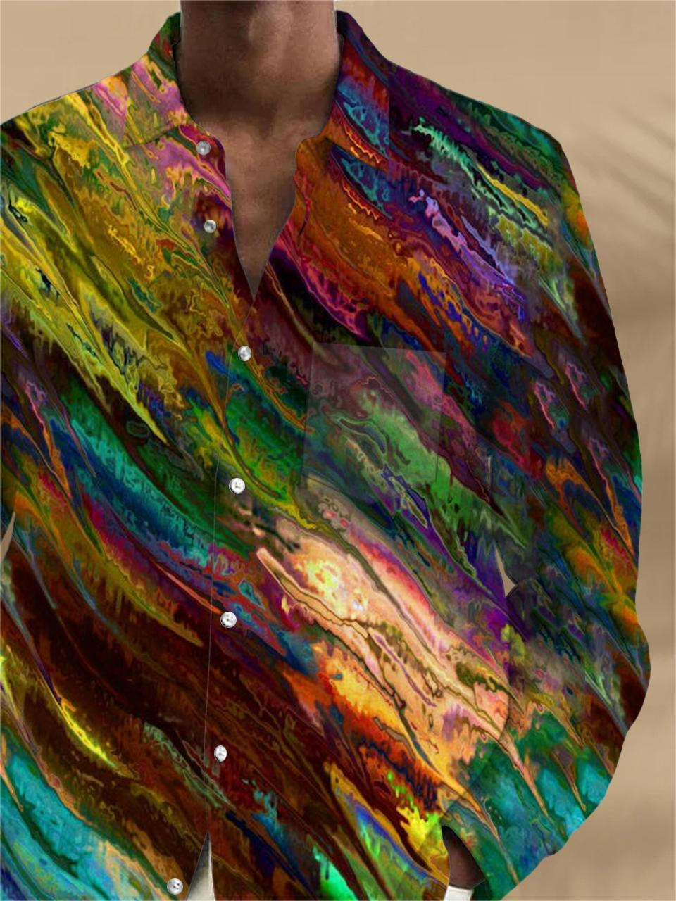 Men's Geometric Print Full Sleeve Shirt with Pocket Back View