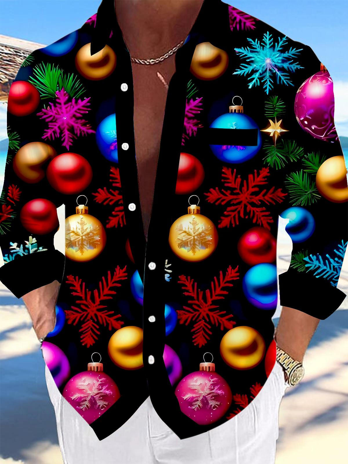 men's Christmas shirt front view holiday party