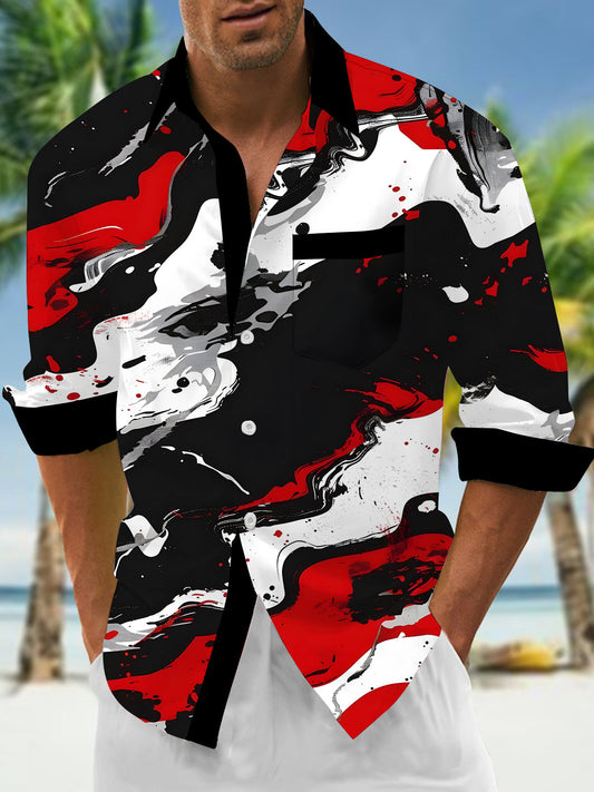 men's geometric print shirt back view