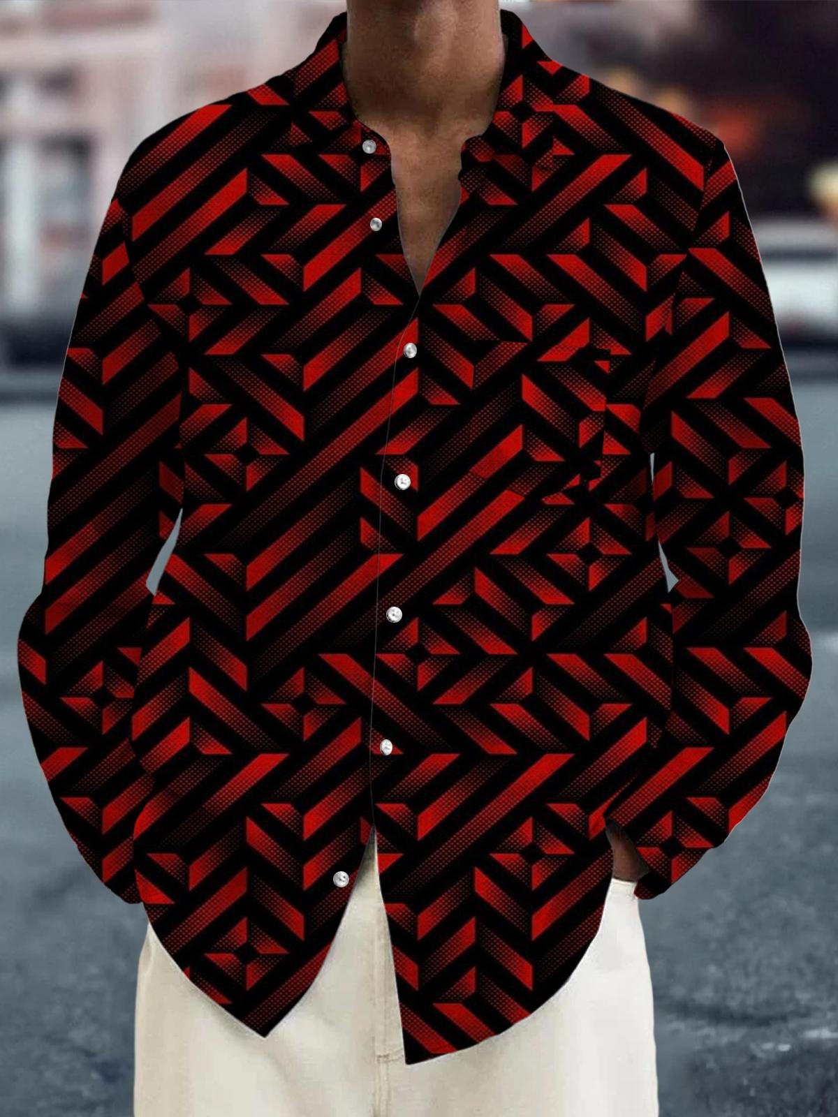 men's geometric print shirt front view