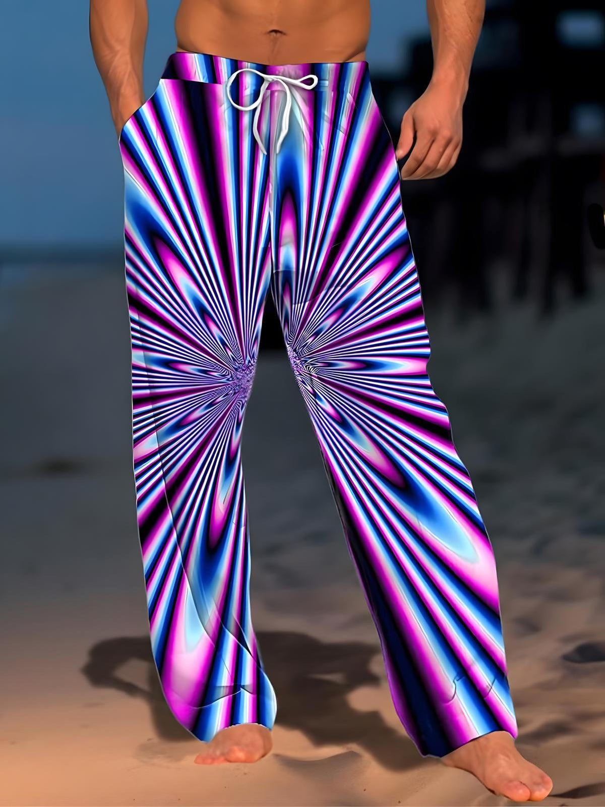 Men's abstract print casual pants front view