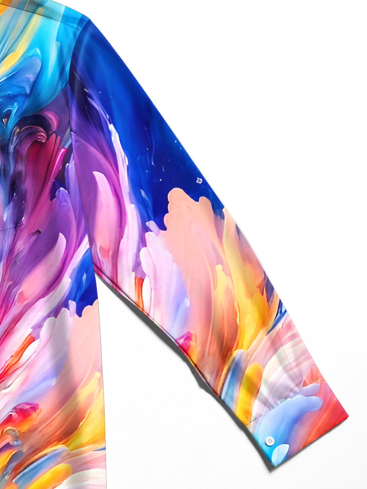 Men tie dye abstract print long sleeve shirt detail view