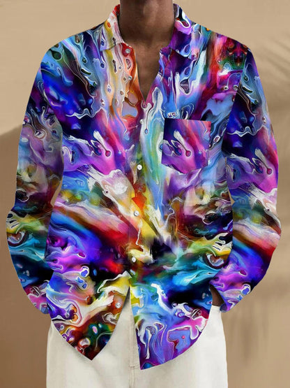 men long sleeve abstract print shirt front view