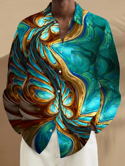 men's abstract print shirt front view