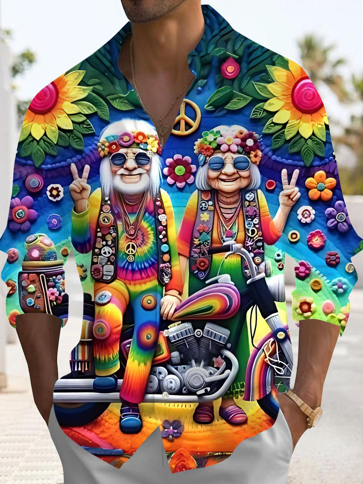 men's art print shirt front view