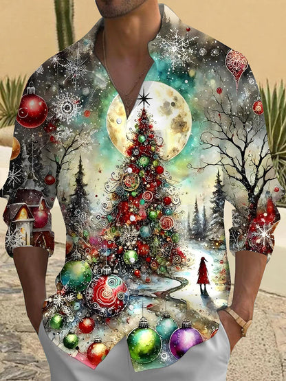 men's Christmas shirt front view holiday party