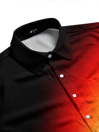 Adaychic Men's Printed Gradient Sunset Colors Print Long Sleeve Shirt with Chest Pocket
