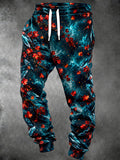 Adaychic Men's Graphic Maple Leaves And Crystals Print Pants
