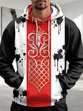 Adaychic Men's Graphic Heraldry Splash Ink Print Long Sleeve Hoodie