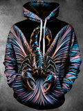Adaychic Men's Long Sleeve Hoodie - Metallic Scorpion With Iridescent Background Print