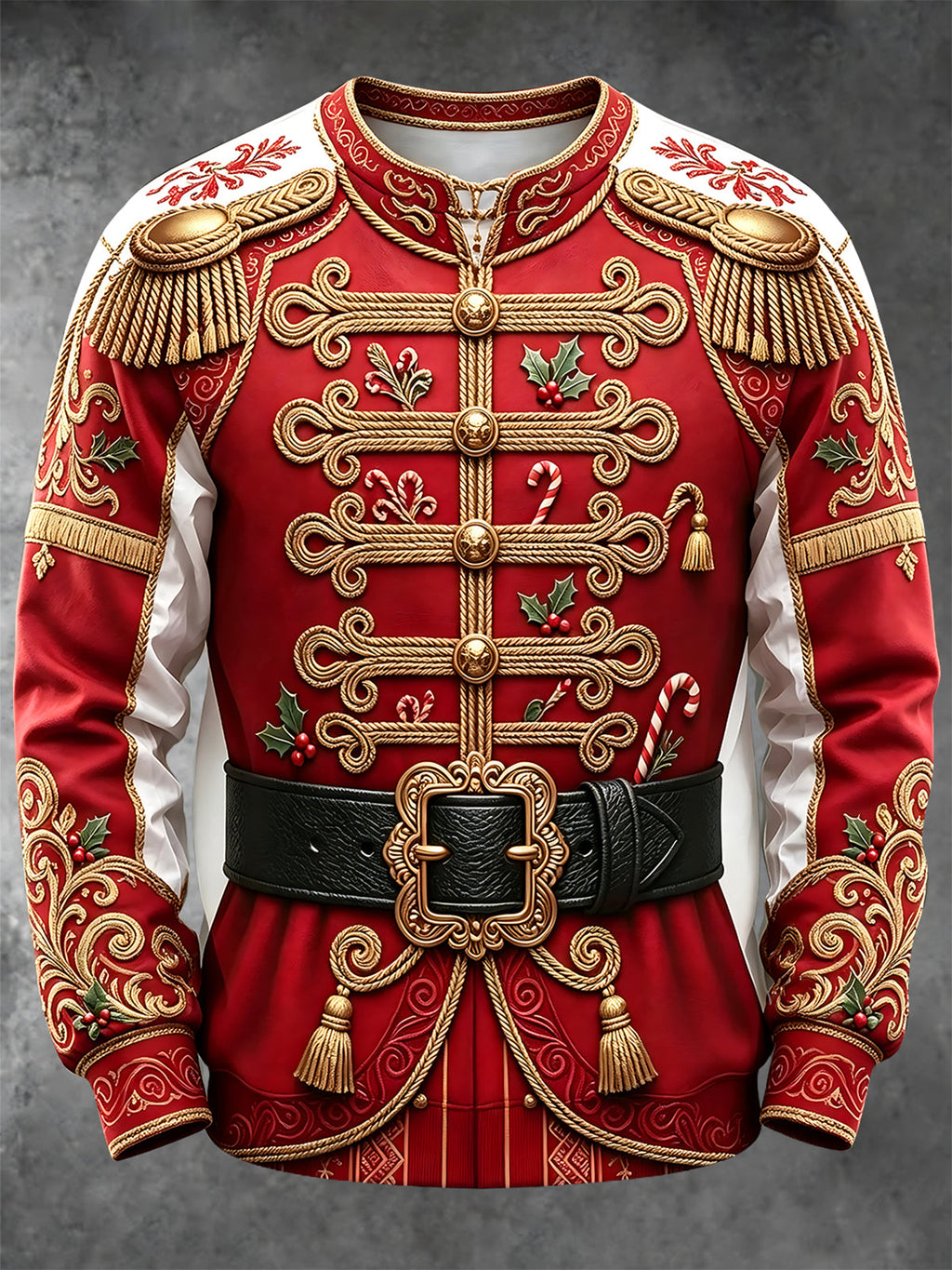 Adaychic Men's Long Sleeve Hoodie - Military Uniform With Christmas Elements Print