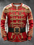 Adaychic Men's Long Sleeve Hoodie - Military Uniform With Christmas Elements Print