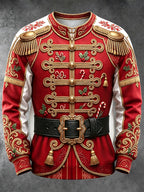 Adaychic Men's Long Sleeve Hoodie - Military Uniform With Christmas Elements Print