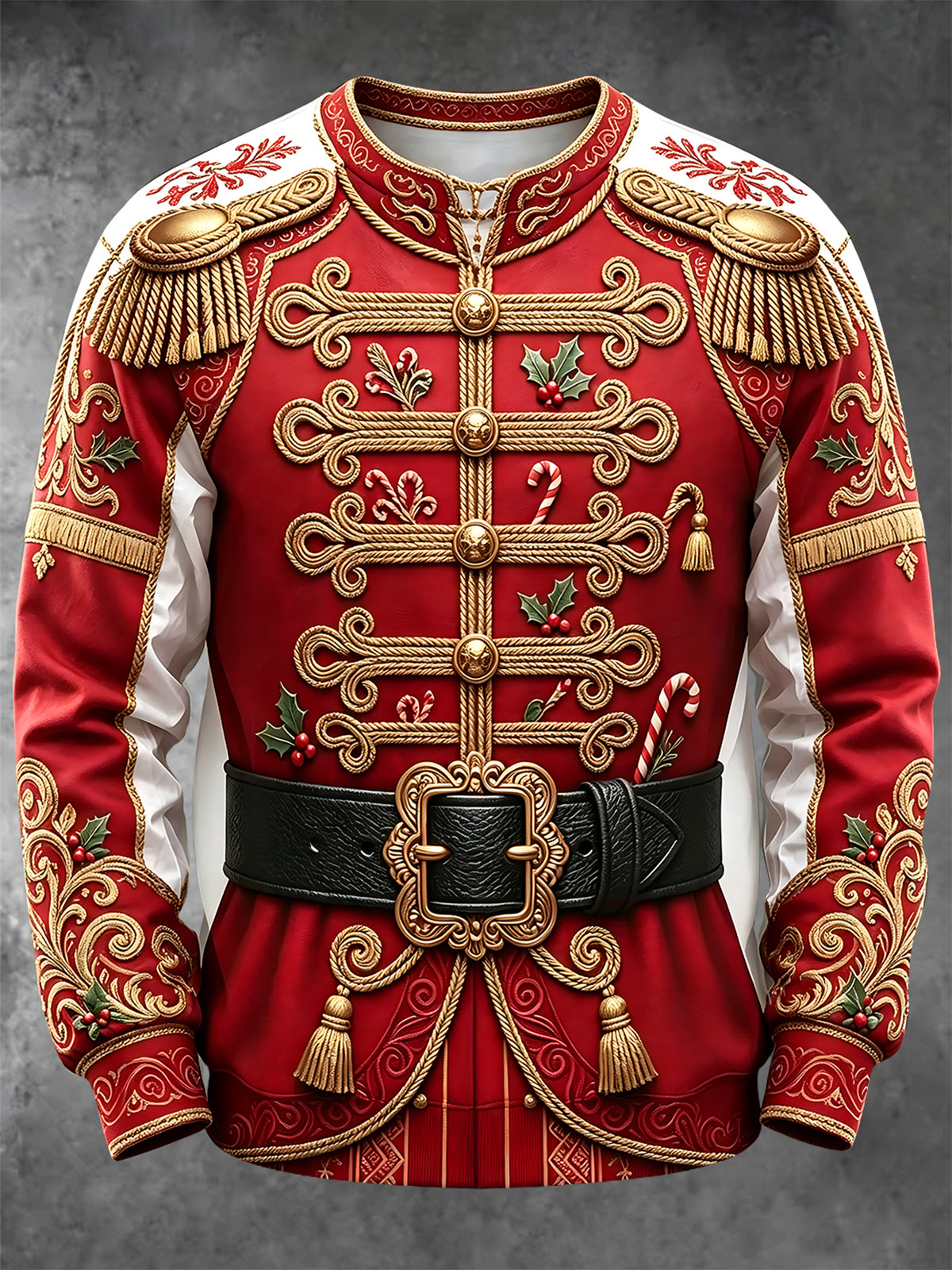 Adaychic Men's Long Sleeve Hoodie - Military Uniform With Christmas Elements Print
