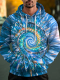 Adaychic Men's 3D Crystal Spiral Geometric Pattern Long Sleeve Hoodie