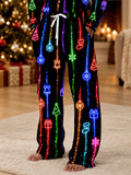 Adaychic Men's Graphic Neon Christmas Ornaments And Trees Print Pants