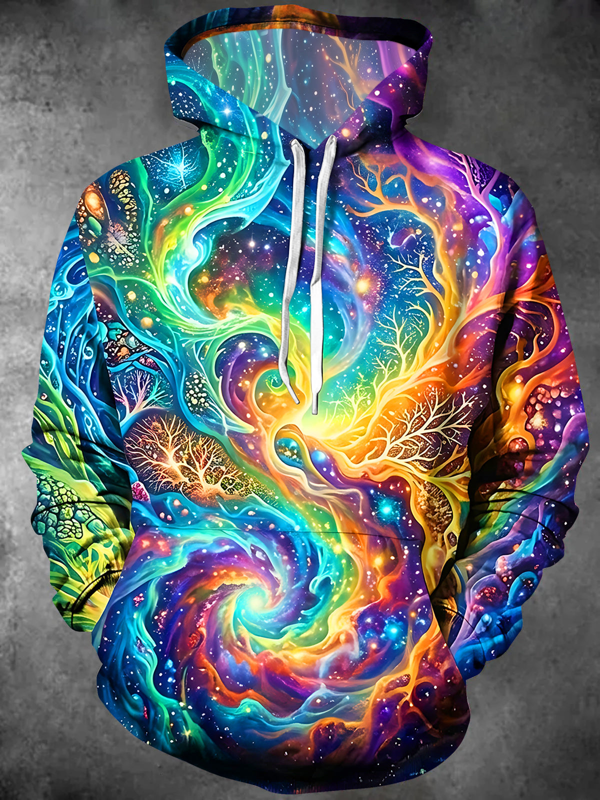 Adaychic Men's 3D Cosmic Tree Of Life Print Long Sleeve Hoodie