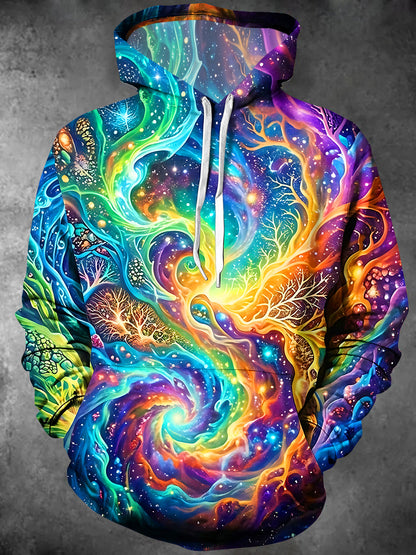 Adaychic Men's 3D Cosmic Tree Of Life Print Long Sleeve Hoodie