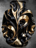 Adaychic Men's 3D Abstract Metallic Swirls Print Long Sleeve Hoodie