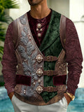 Adaychic Men's Long Sleeve Hoodie - Medieval Embossed Floral And Pearl Buckles Print